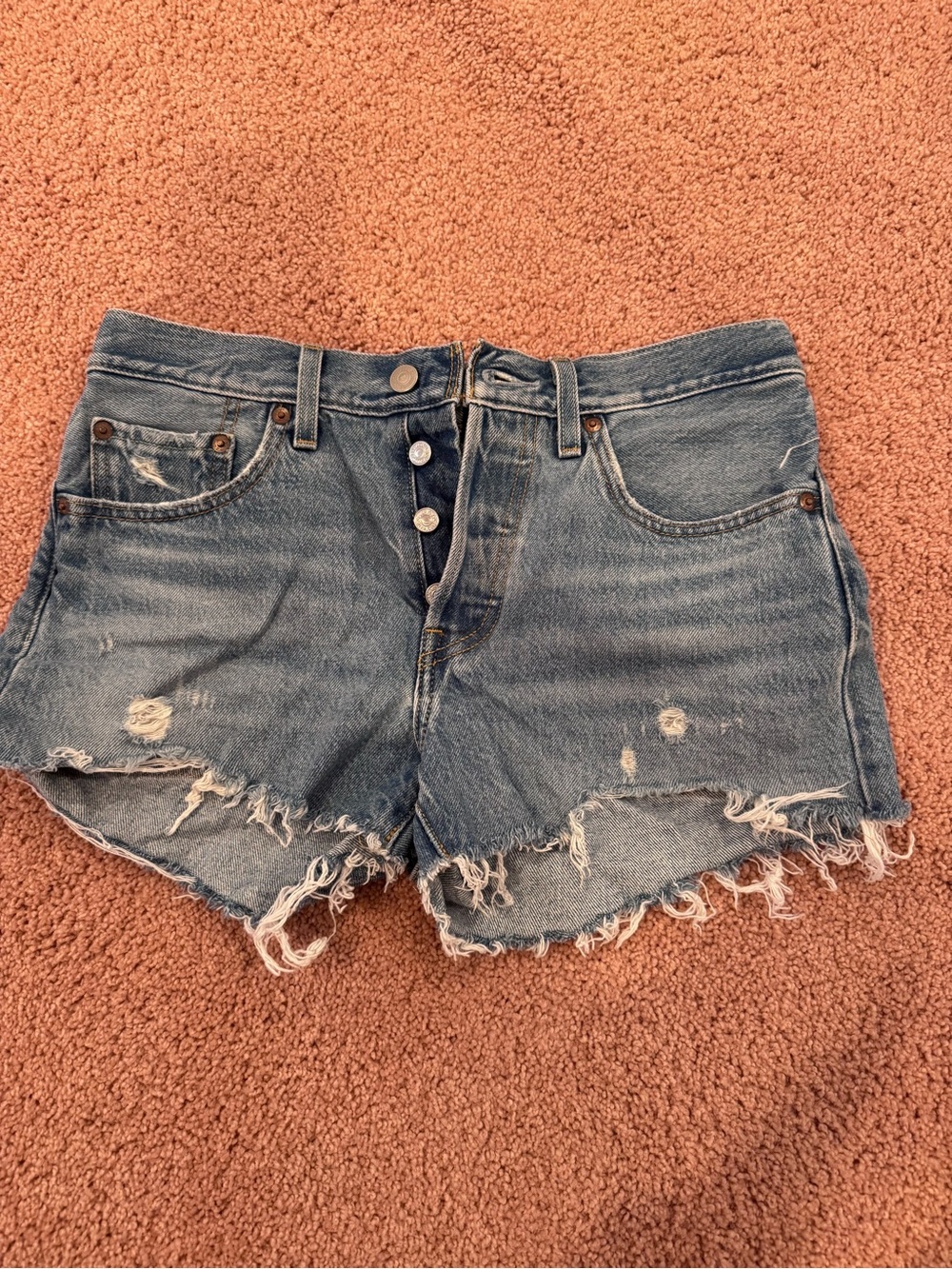 Levi's Distressed Cutoff Denim Shorts - Blue